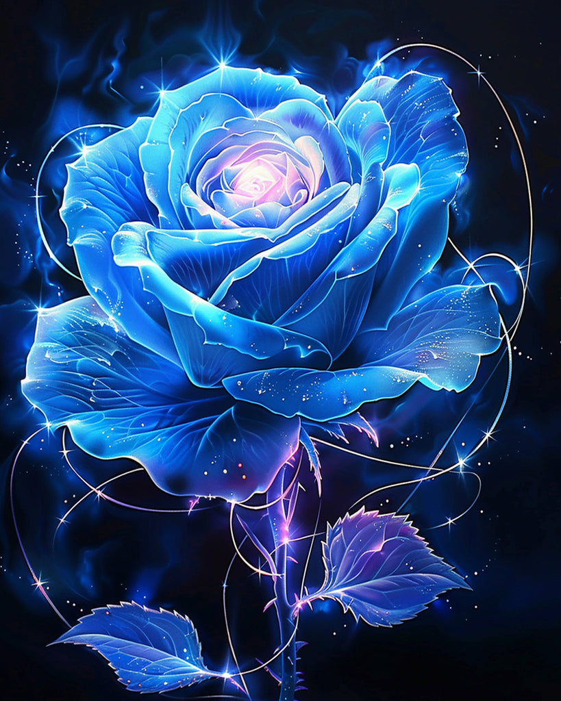 Una Rosa Azul Mágica Brillante Pintar por Números