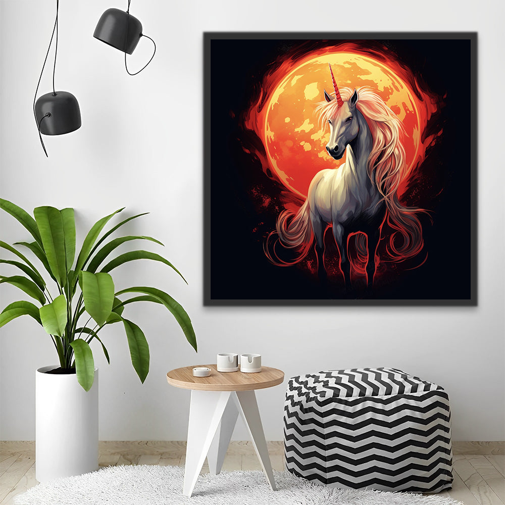 Unicornio Blanco y la Tierra Rodeada de Fuego Pintar por Números