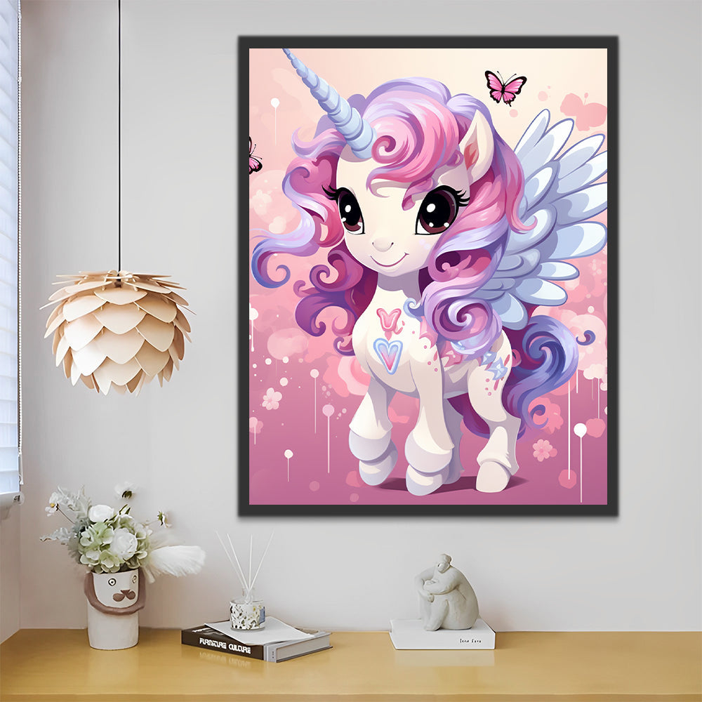 Unicornio con Alas y Melena Morada Pintar por Números