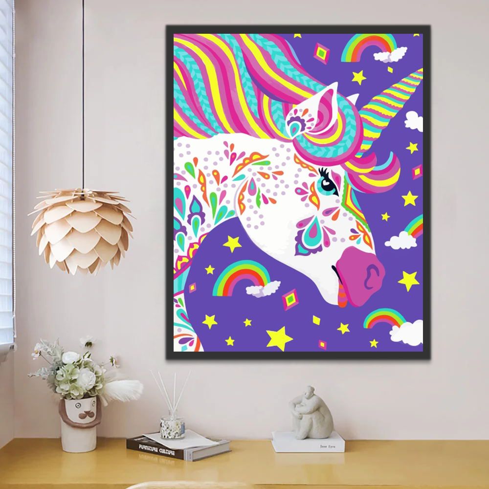Unicornio con Melena Colorida y Patrones Intrincados Pintar por 