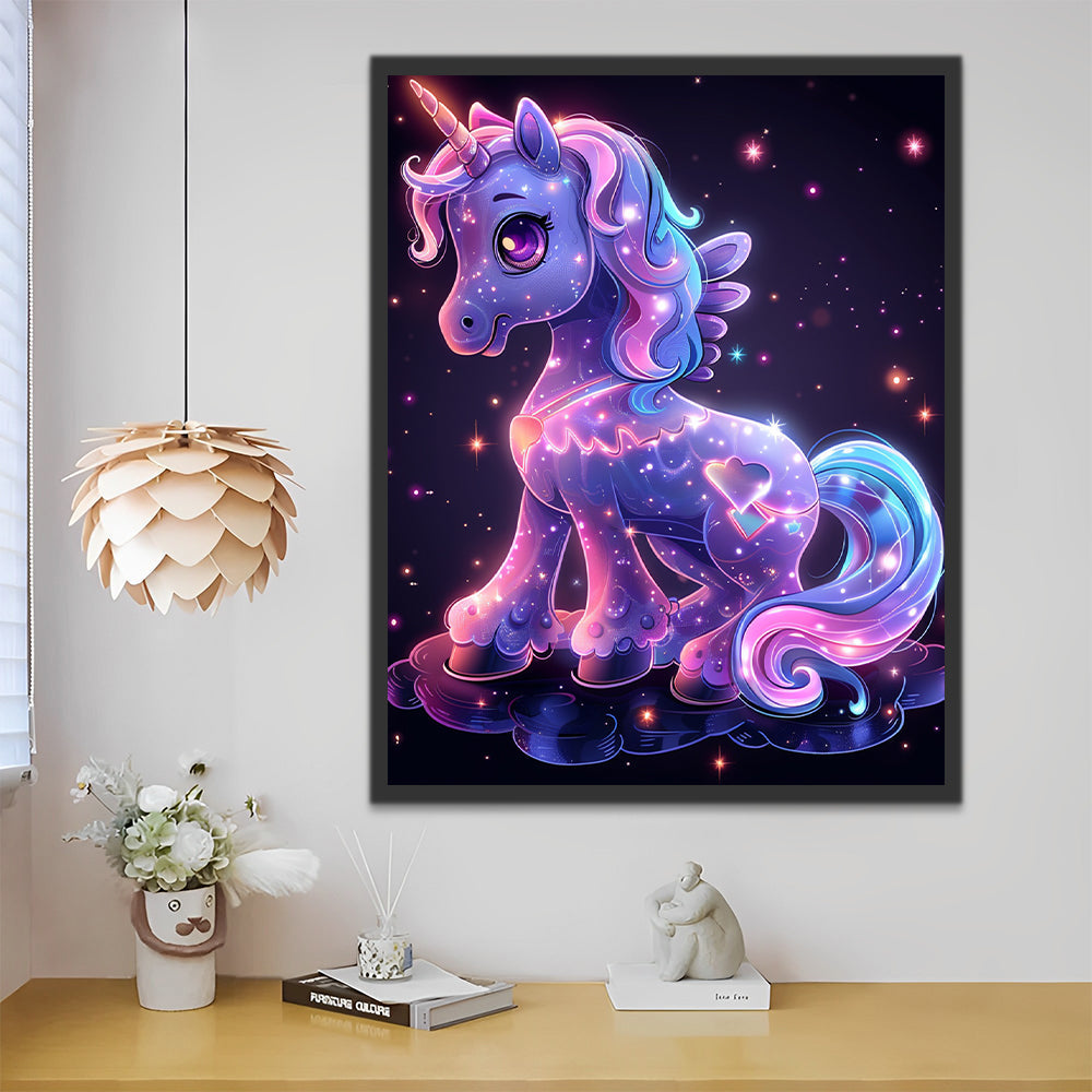 Unicornio de Color Morado Brillante Pintar por Números