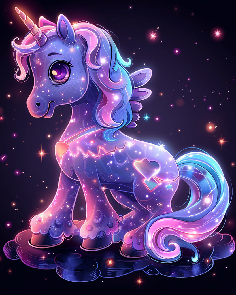 Unicornio de Color Morado Brillante Pintar por Números