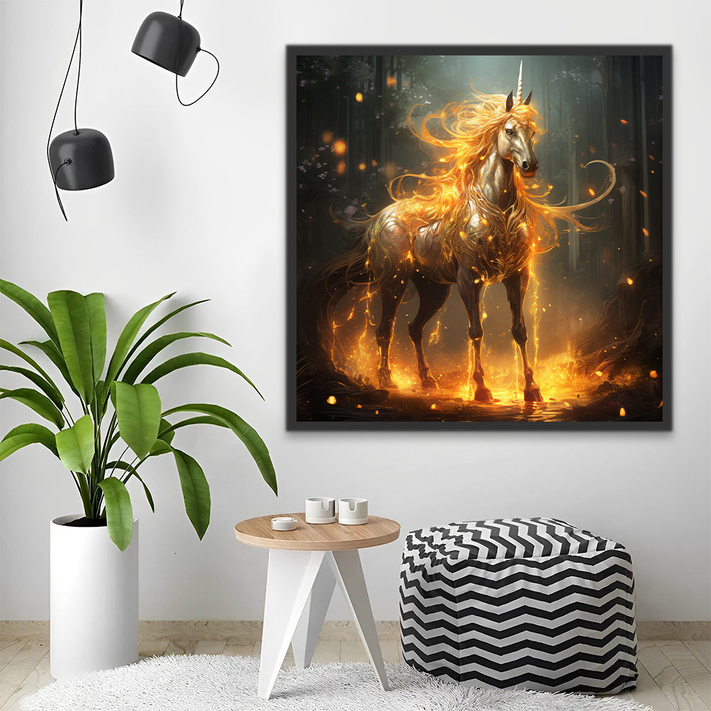 Unicornio Dorado en el Fuego Pintar por Números