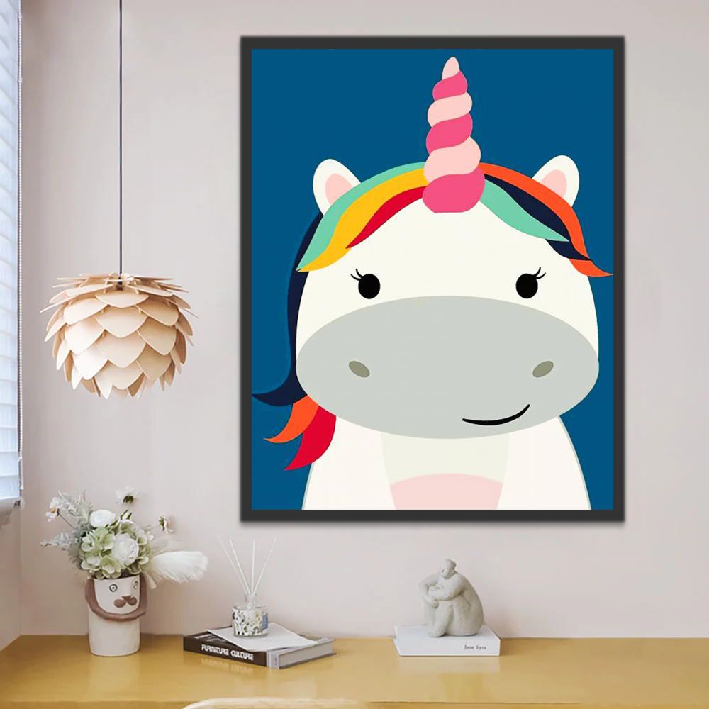 Unicornio Lindo de Cuerno Rosado Pintar por Números Niños