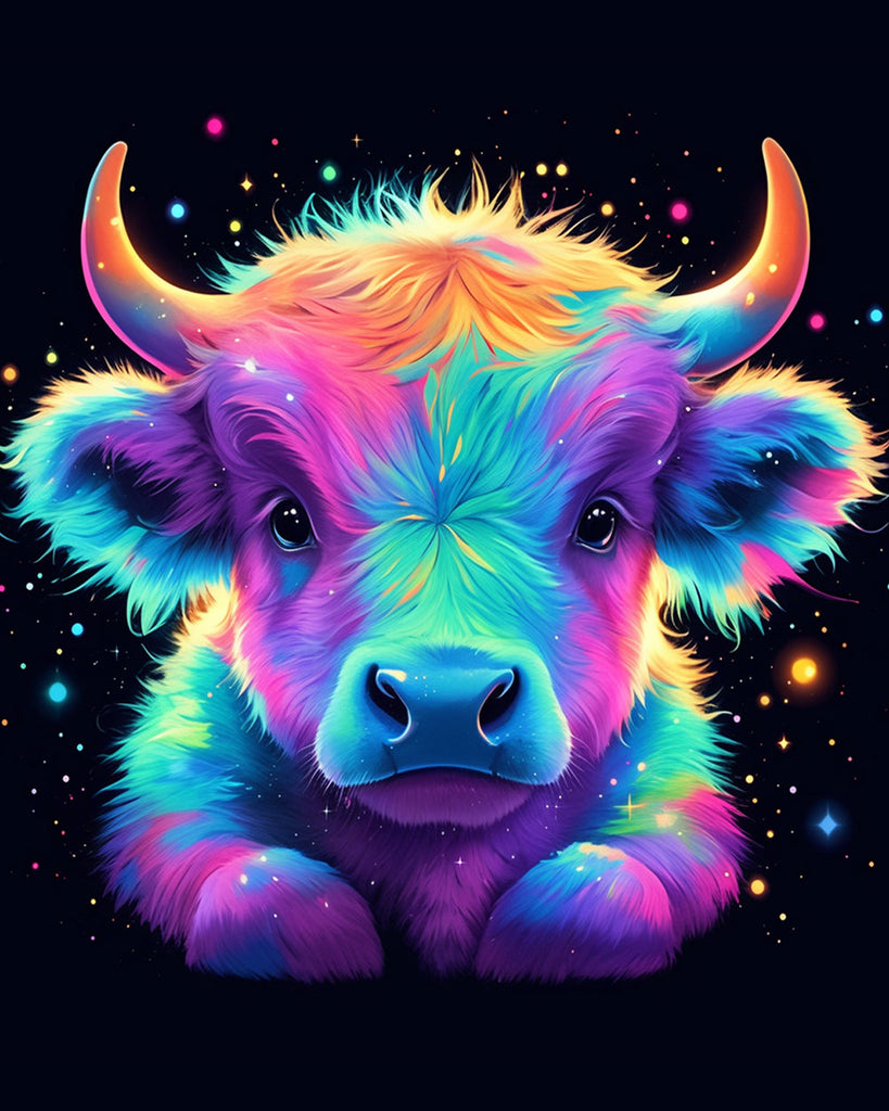 Vaca Adorable de las Tierras Altas de Dibujos Animados Pintar por Números