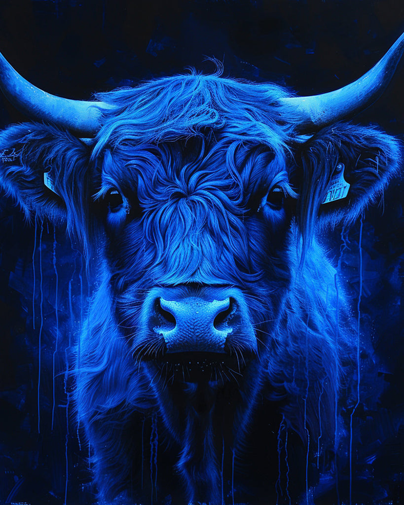 Vaca de las Tierras Altas de Color Azul Pintar por Números