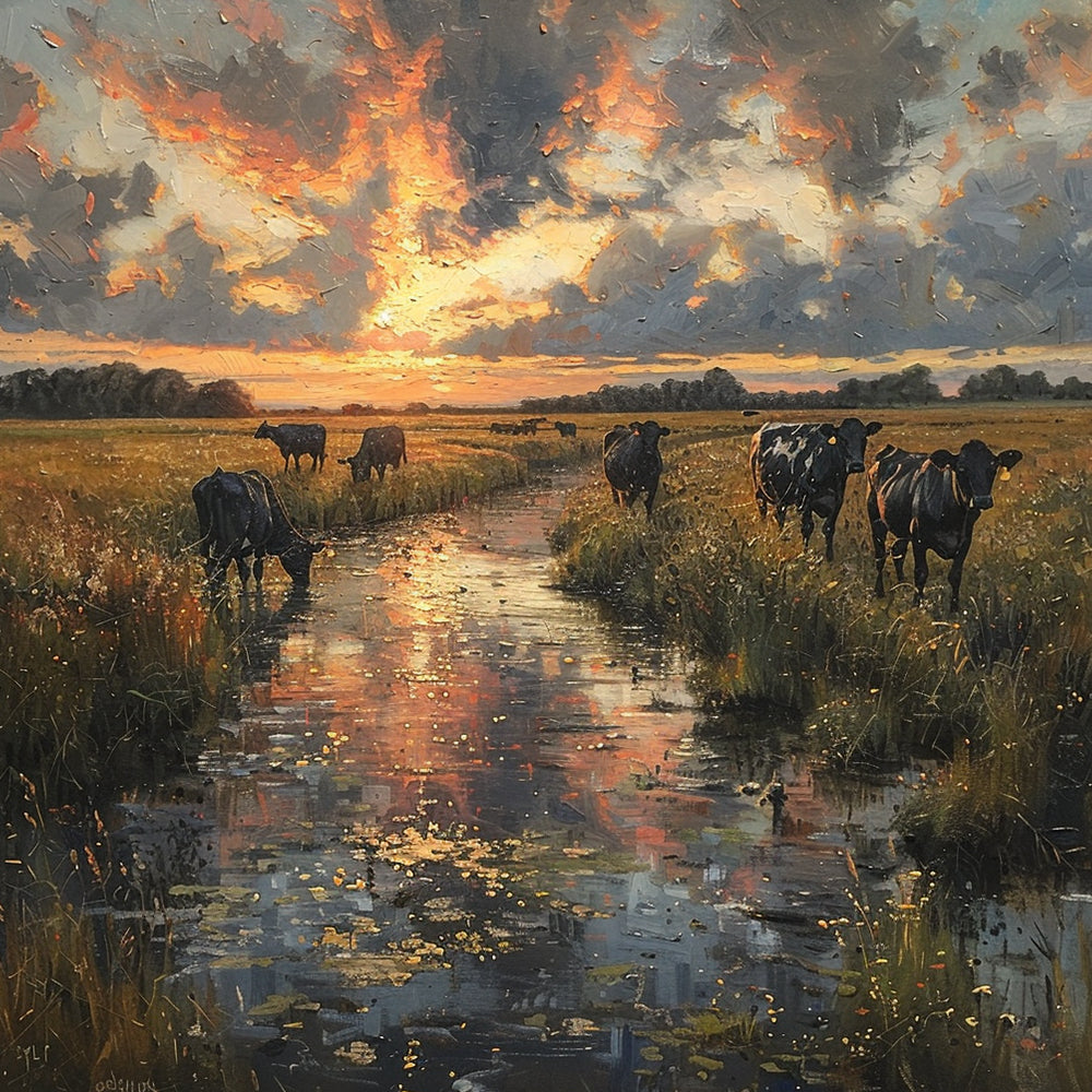 Vacas Negras y Estepa y Arroyo Pintar por Números