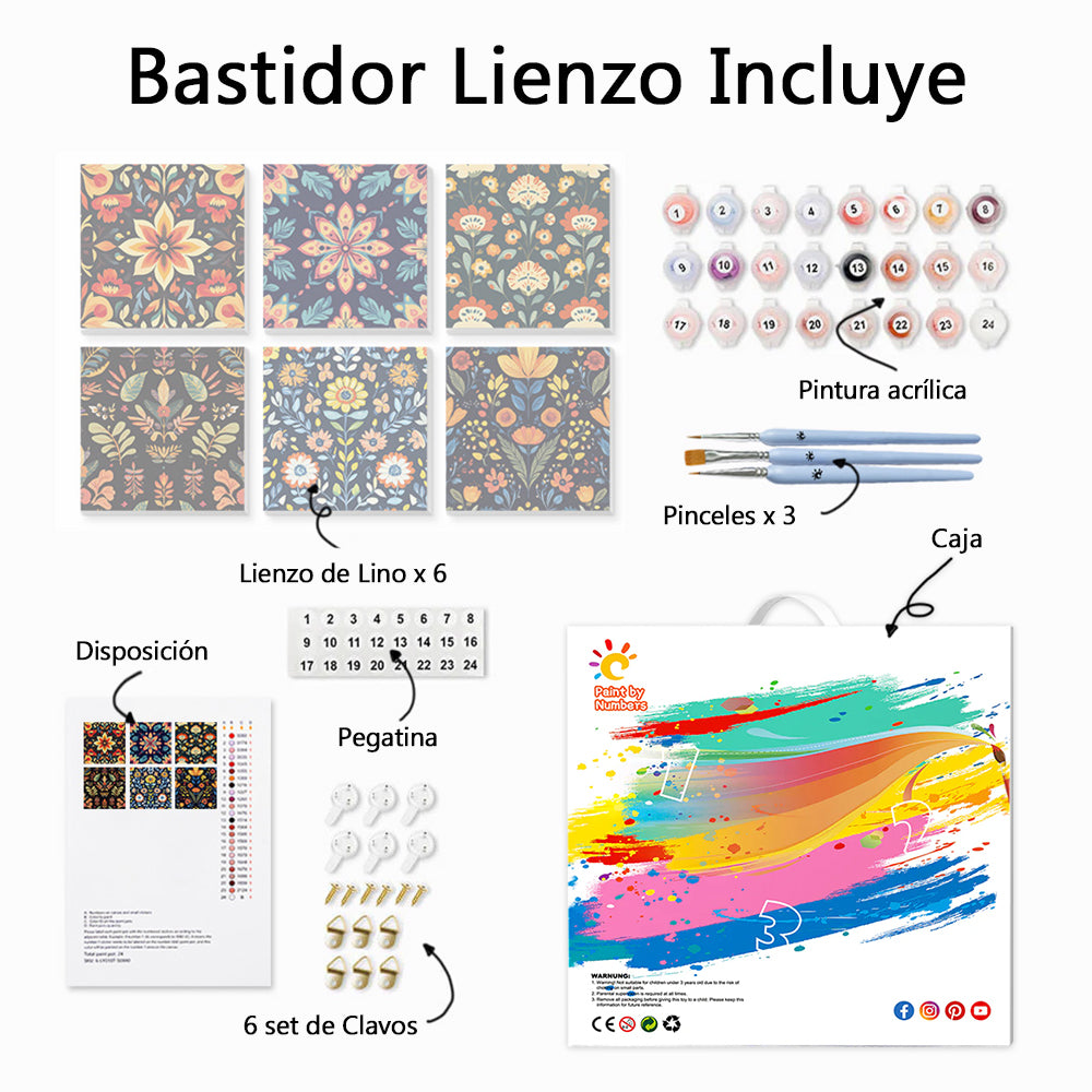 Varias Flores Silvestres 6 Partes Mini Pintar por Números