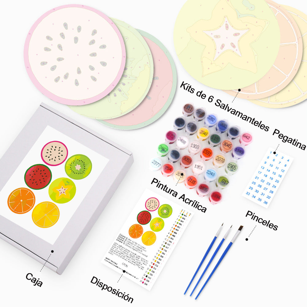 Varias Frutas 6 Salvamanteles Pintar por Números