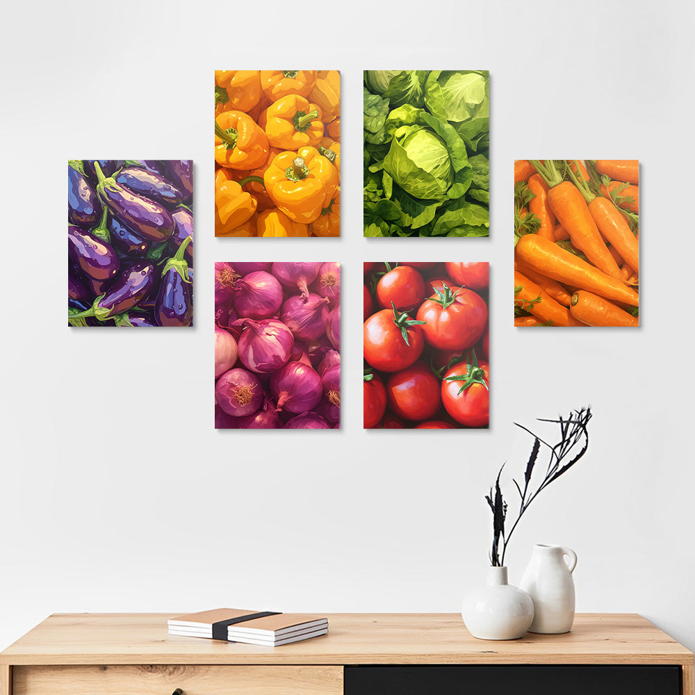 Varias Verduras Frescas 6 Partes Mini Pintar por Números