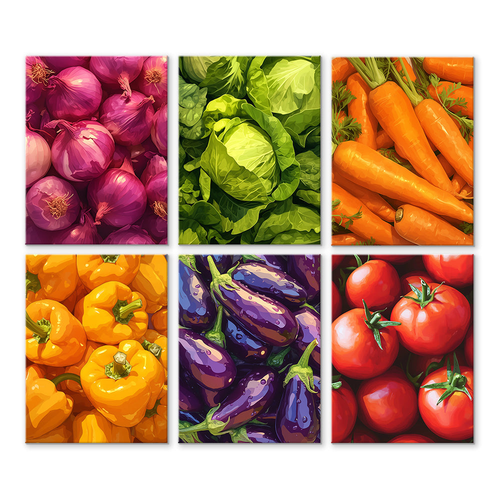 Varias Verduras Frescas 6 Partes Mini Pintar por Números