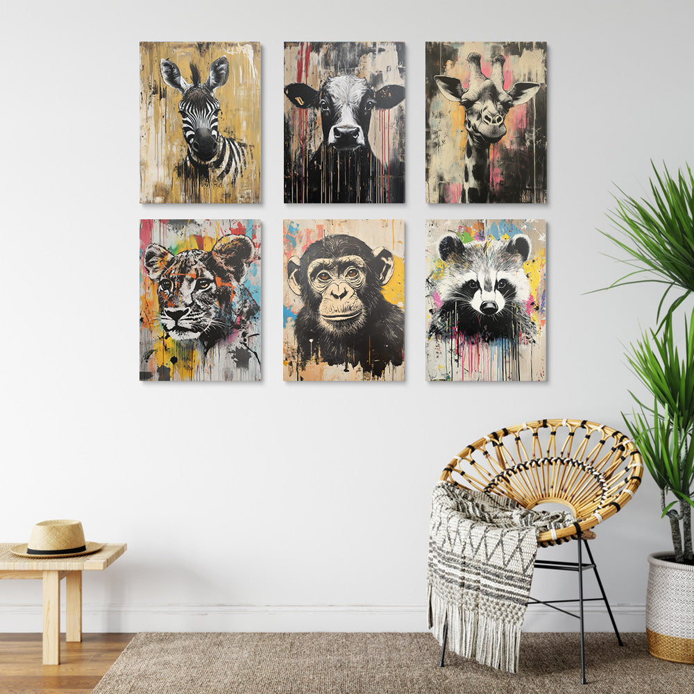 Varios Animales de Graffiti 6 Partes Mini Pintar por Números