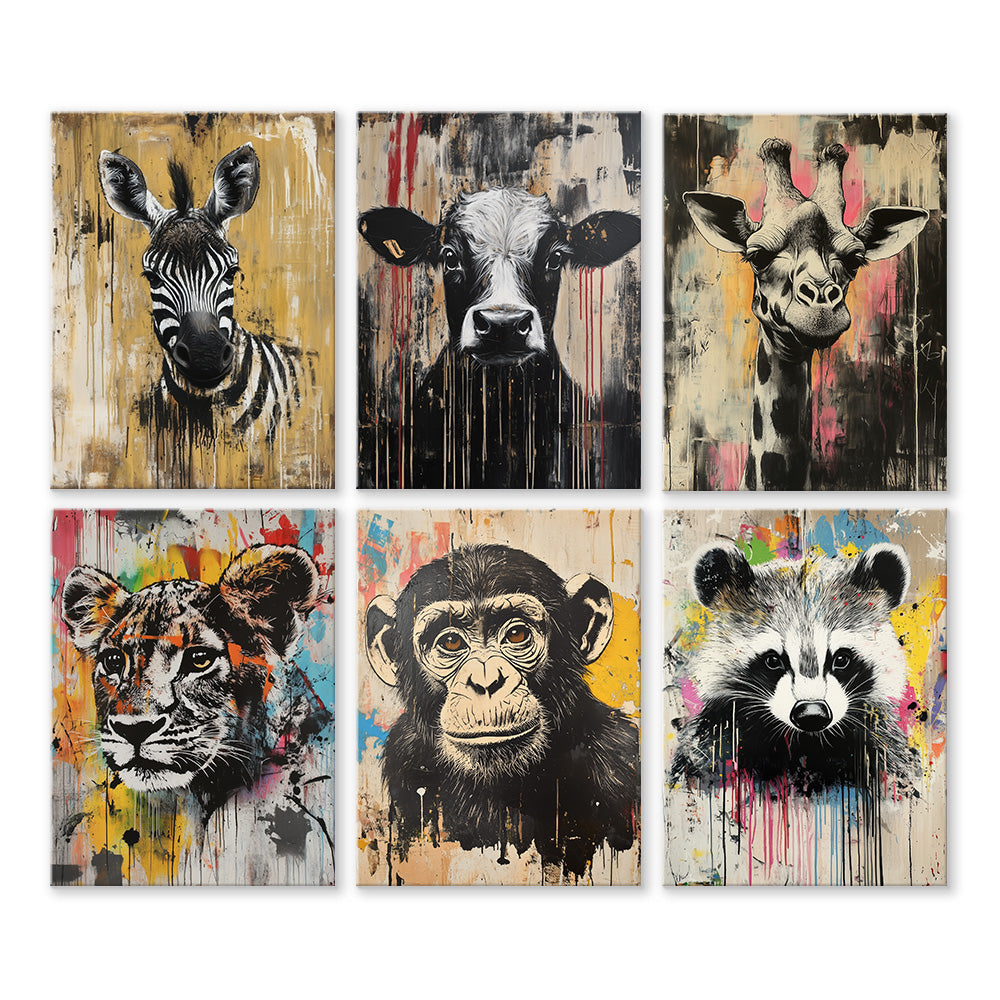 Varios Animales de Graffiti 6 Partes Mini Pintar por Números