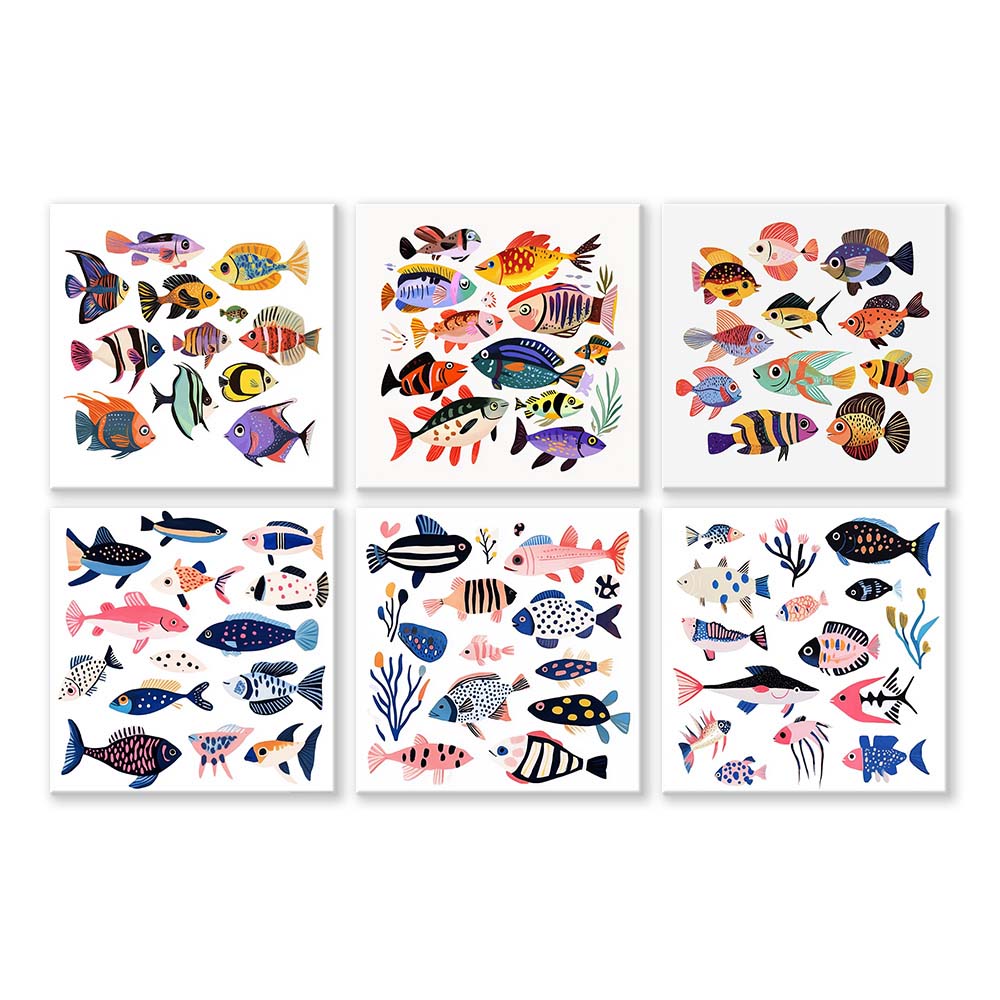 Varios Peces Coloridos 6 Partes Mini Pintar por Números