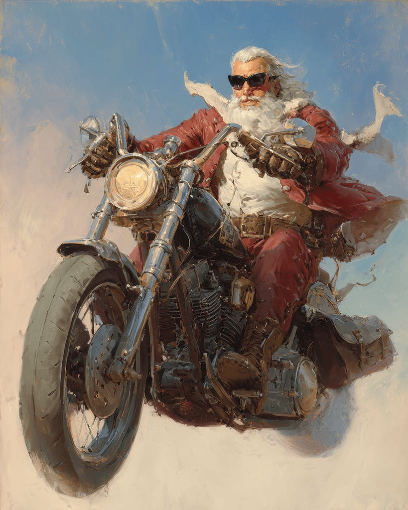 Viejo en Rojo Montando en Moto Pintar por Números