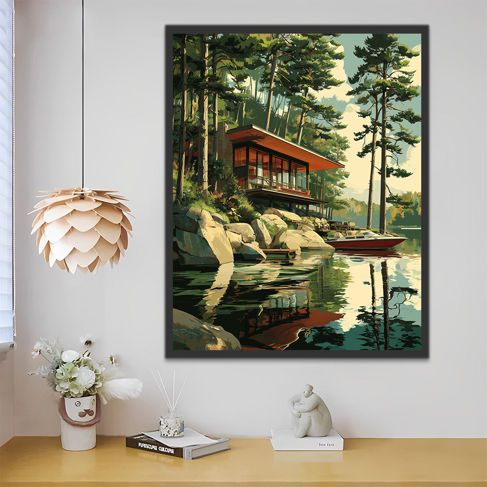 Villa Junto al Lago y Nave Pintar por Números