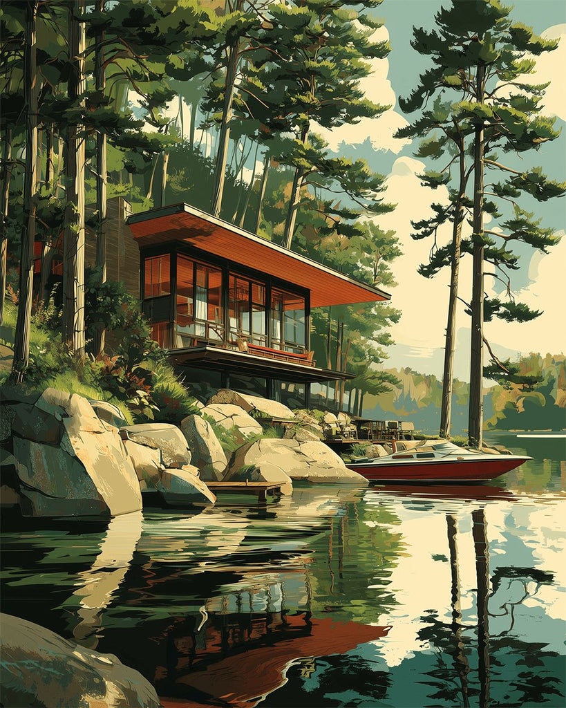 Villa Junto al Lago y Nave Pintar por Números