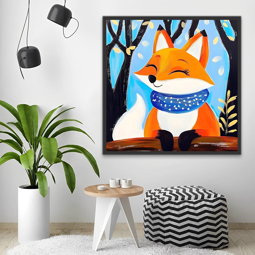Zorro con Bufanda Azul en el Bosque Pintar por Números