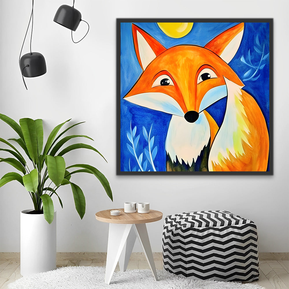 Zorro Rojo y la Luna con Fondo Azul Pintar por Números