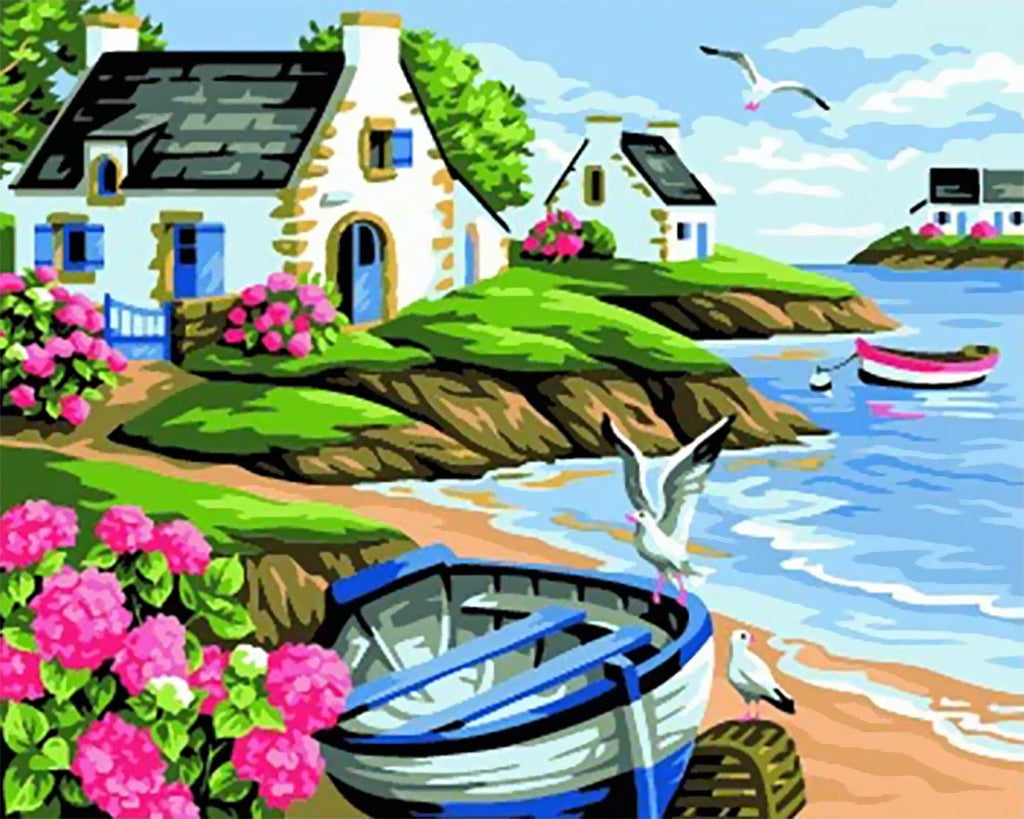 Paisaje Barcos Pintar por Números PBNBOAW58