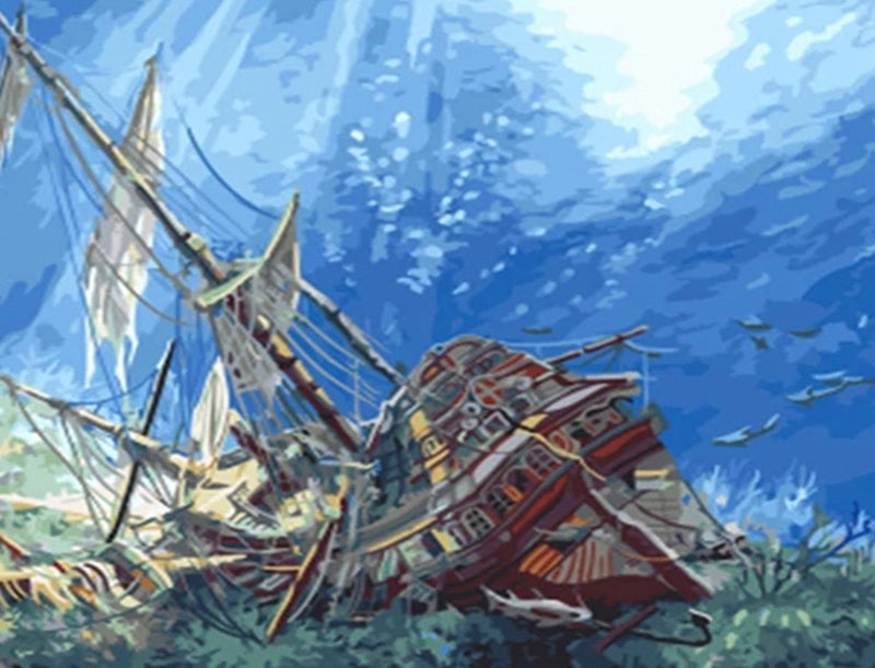 Paisaje Barcos Pintar por Números PBNBOAW74