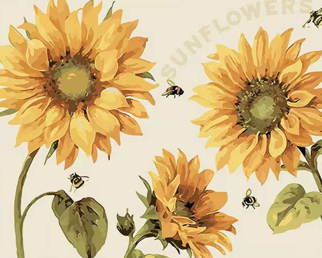 Abejas Volando entre Girasoles Pintar por Números