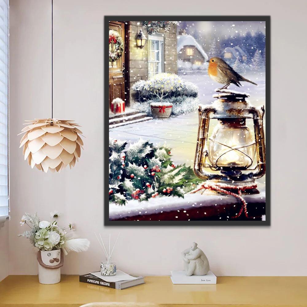 Acebo de Navidad y Pájaro Pintar por Números