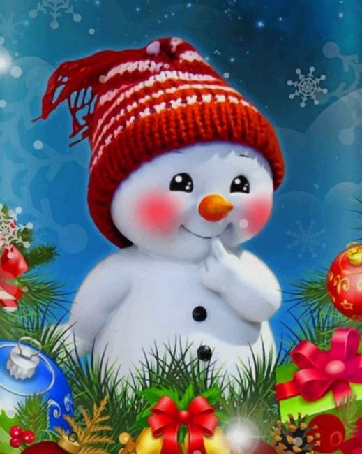 Adorable Bebé de Muñeco de Nieve Pintar por Números