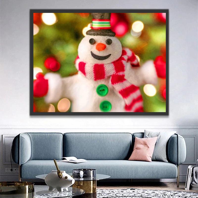 Adorno de Muñeco de Nieve en Navidad Pintar por Números