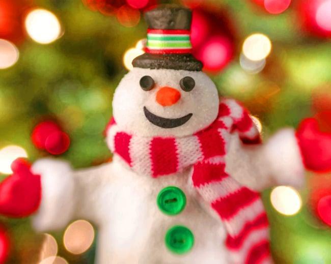 Adorno de Muñeco de Nieve en Navidad Pintar por Números
