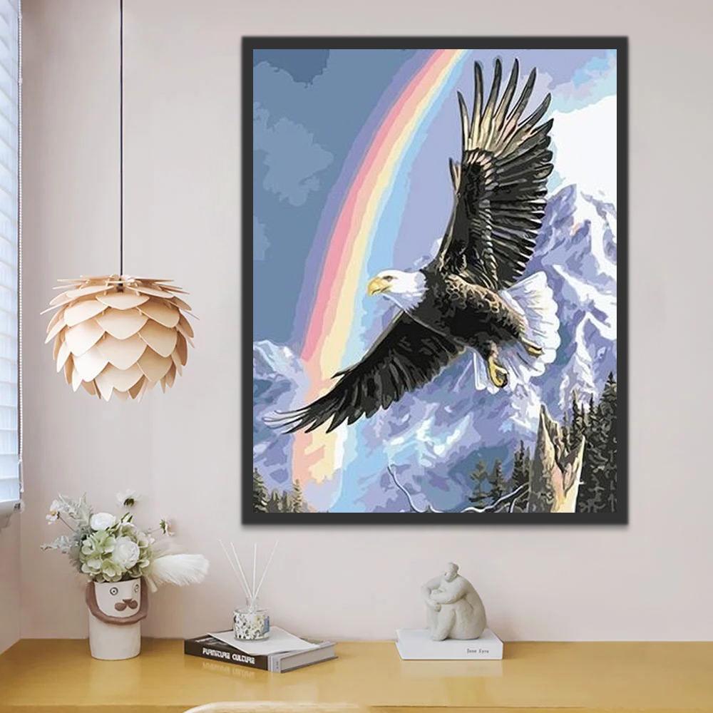 Águila Volando y Arco Iris Pintar por Números