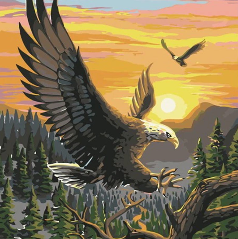 Águilas Volando en Bosque Pintar por Números