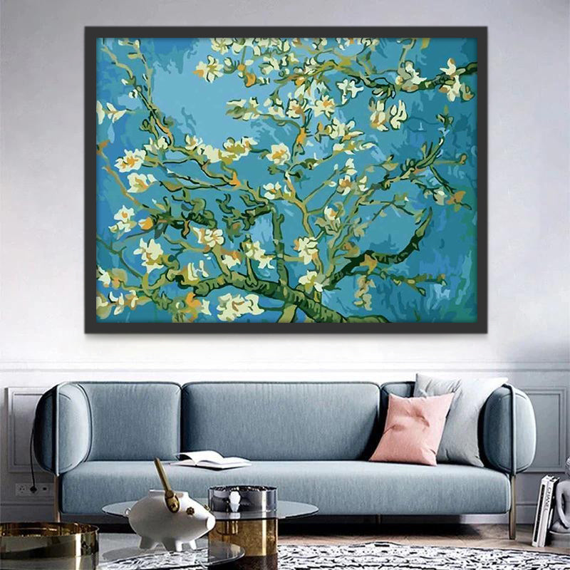 Almendro en Flor Pintado por Van Gogh Pintar por Números