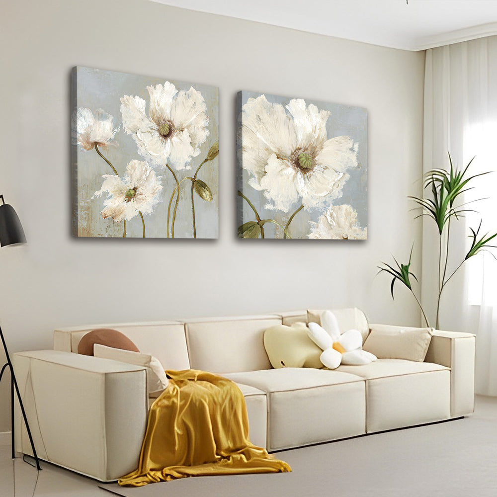 Amapolas Blancas Hermosas Florecidas 2 Partes Pintar por Números