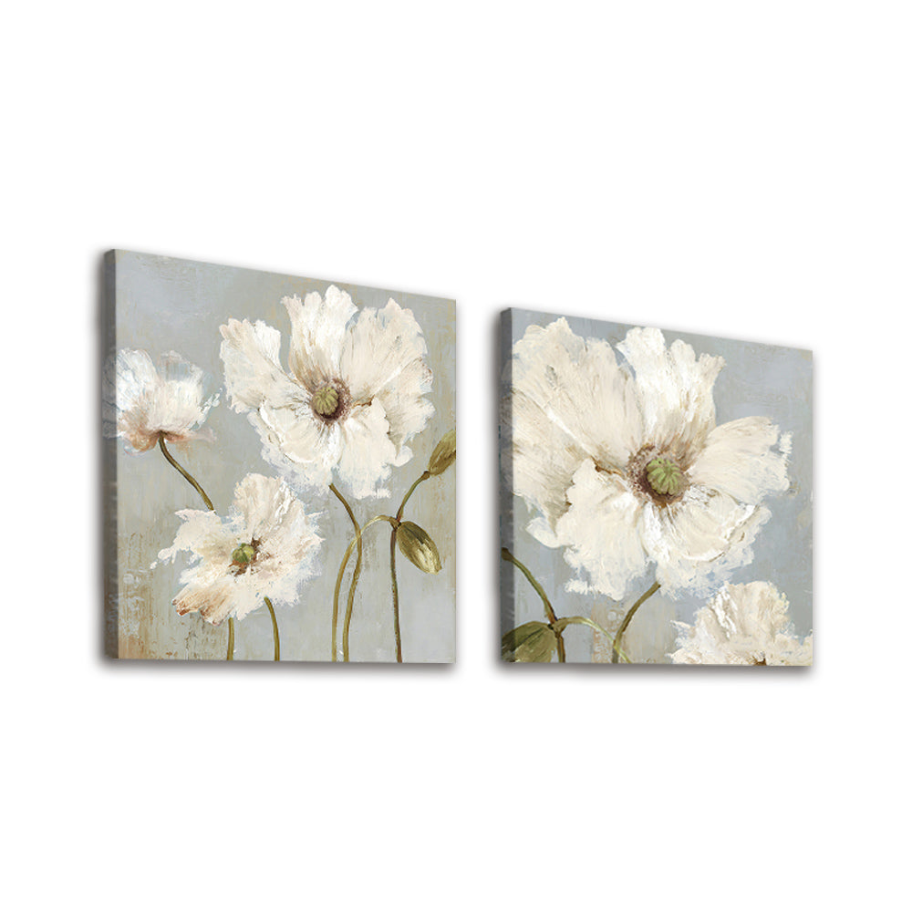 Amapolas Blancas Hermosas Florecidas 2 Partes Pintar por Números