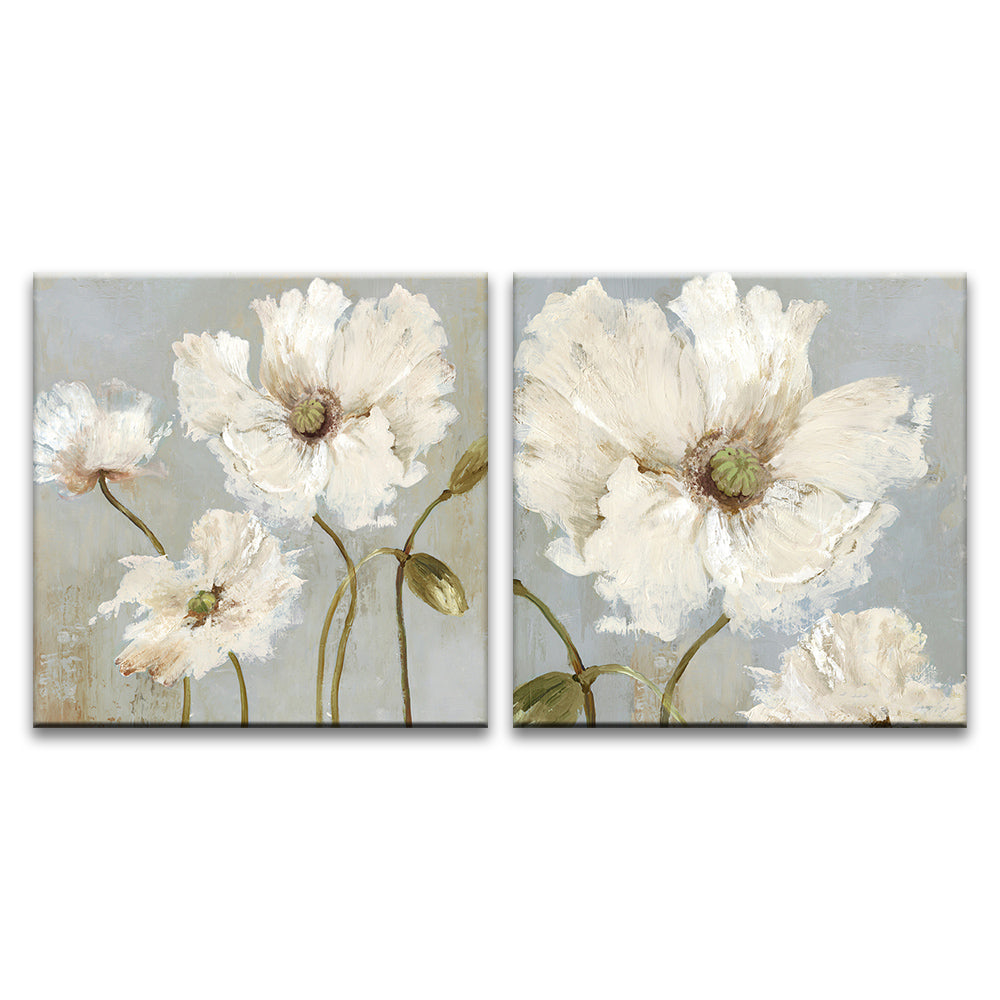 Amapolas Blancas Hermosas Florecidas 2 Partes Pintar por Números