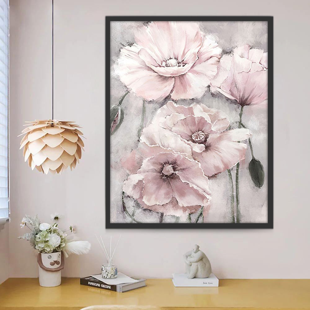 Amapolas de Color Rosado Claro Pintar por Números