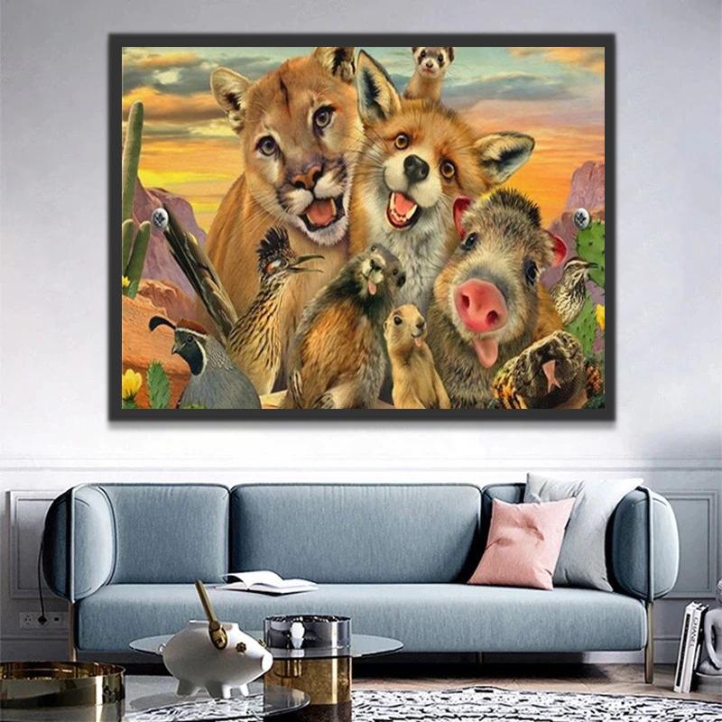 Amigos de Animales Lindos de Especies Diferentes Pintar por Números
