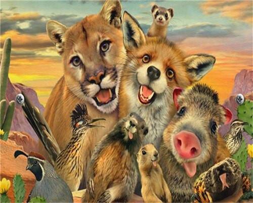 Amigos de Animales Lindos de Especies Diferentes Pintar por Números