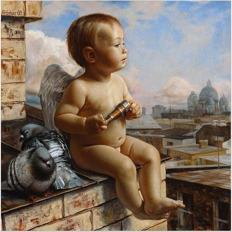 Ángel Bebé y Pájaros Pintar por Números Niños