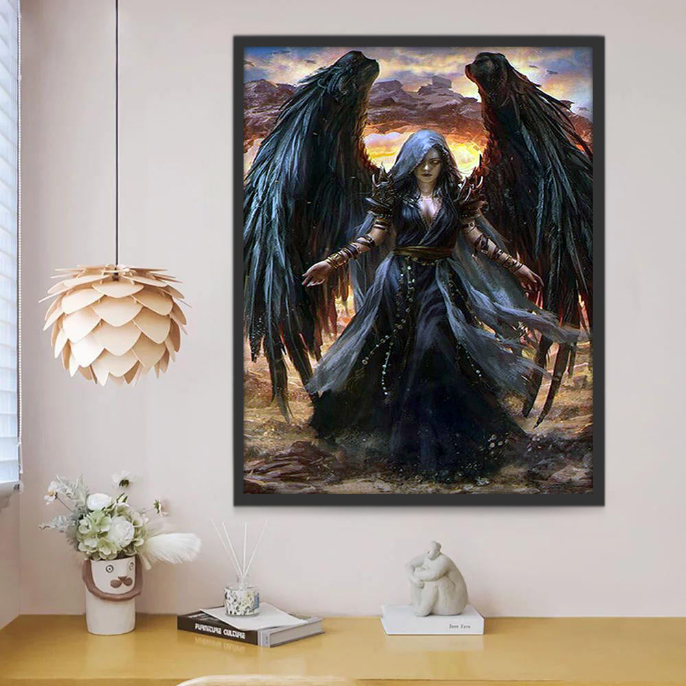 Ángel con Alas Negras Pintar por Números