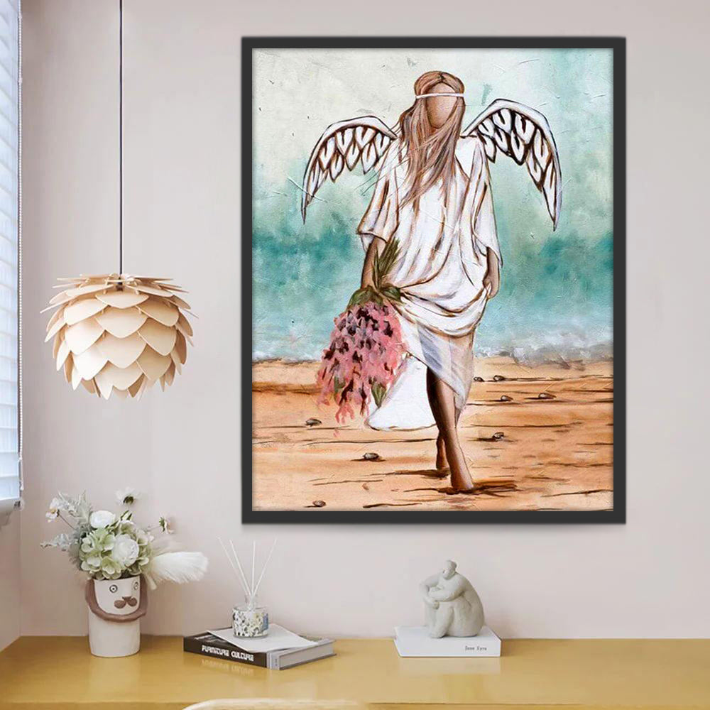 Ángel con Flores sobre la Arena Pintar por Números