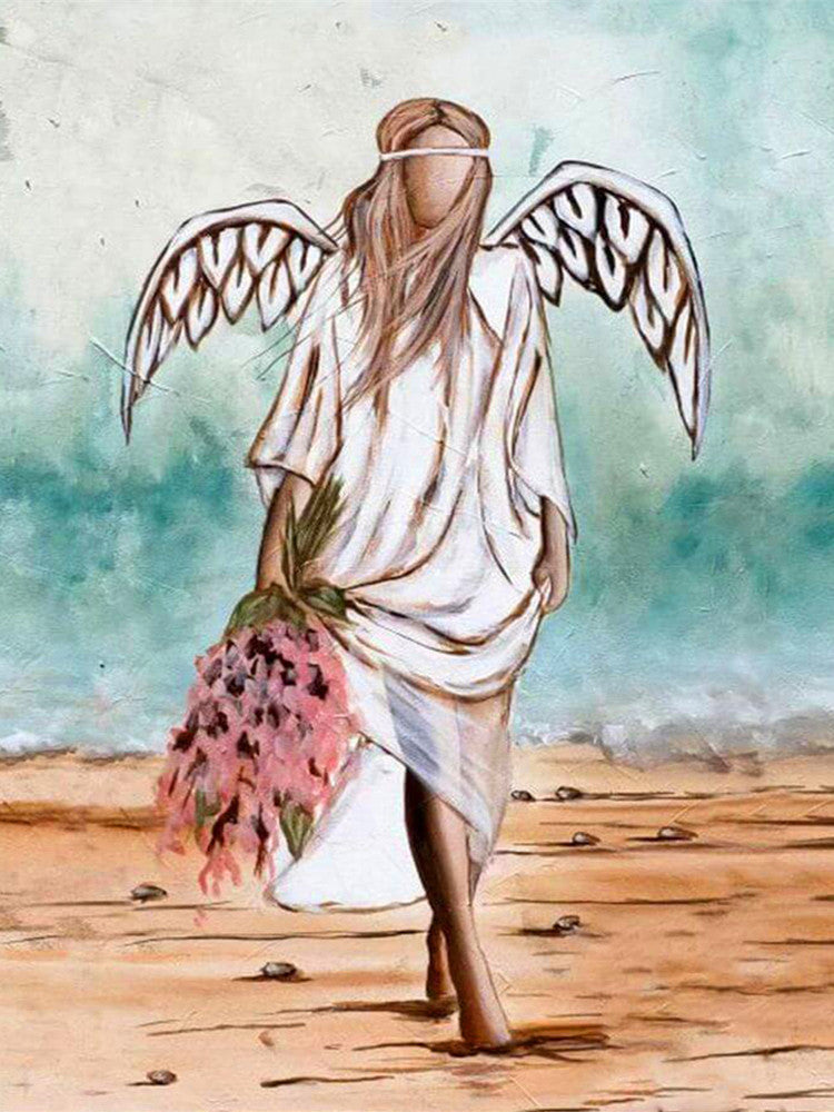 Ángel con Flores sobre la Arena Pintar por Números