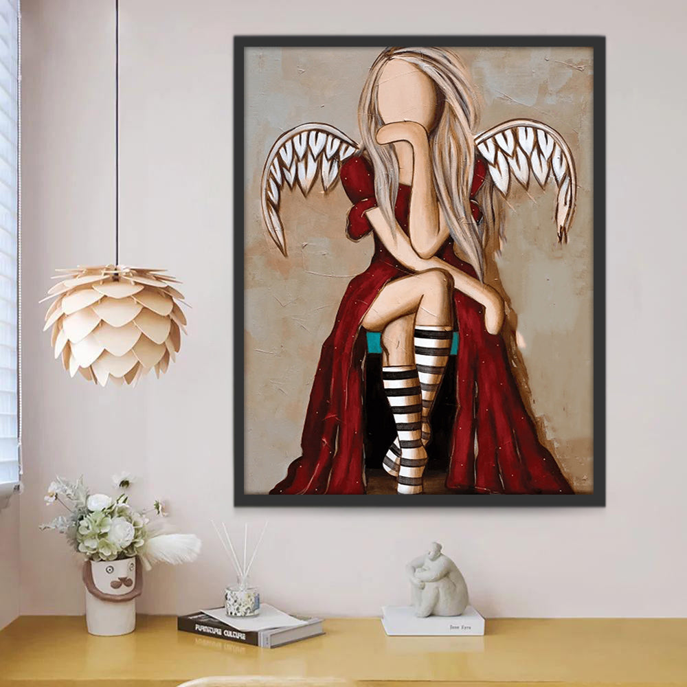 Ángel de Chica Pensando Pintar por Números