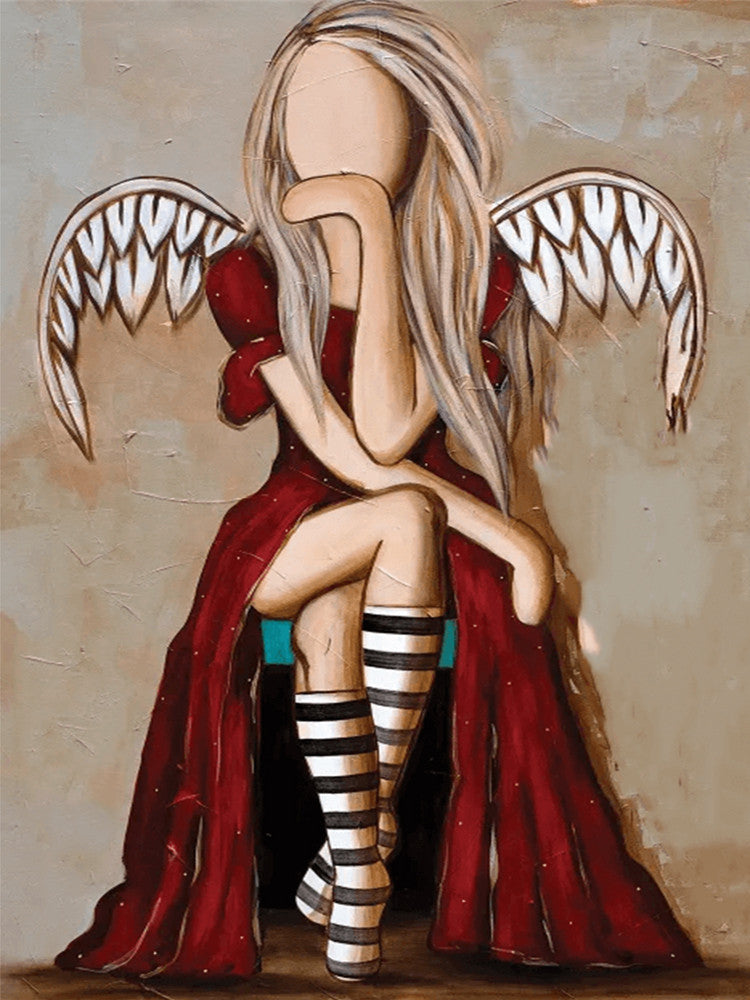 Ángel de Chica Pensando Pintar por Números