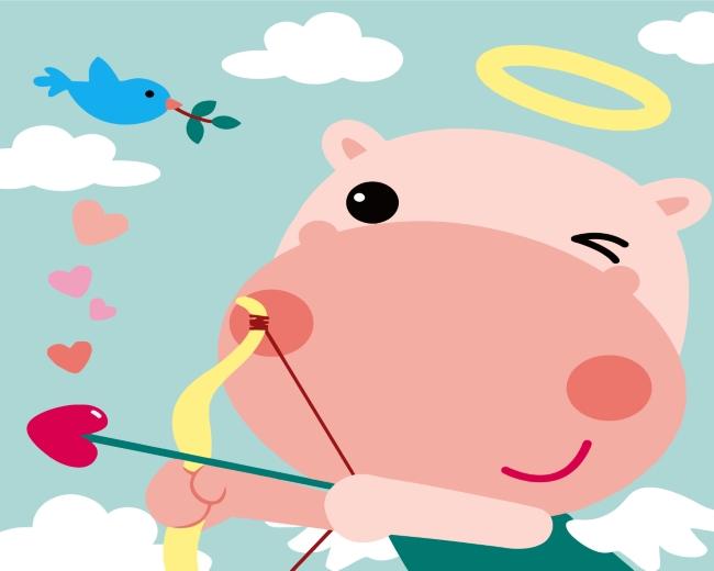 Ángel de Hipopótamo de Dibujos Animados Pintar por Números Niños