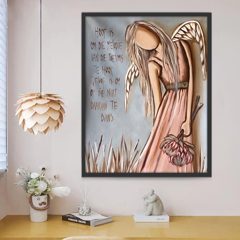 Ángel de Vestido Rosado con Flores Pintar por Números