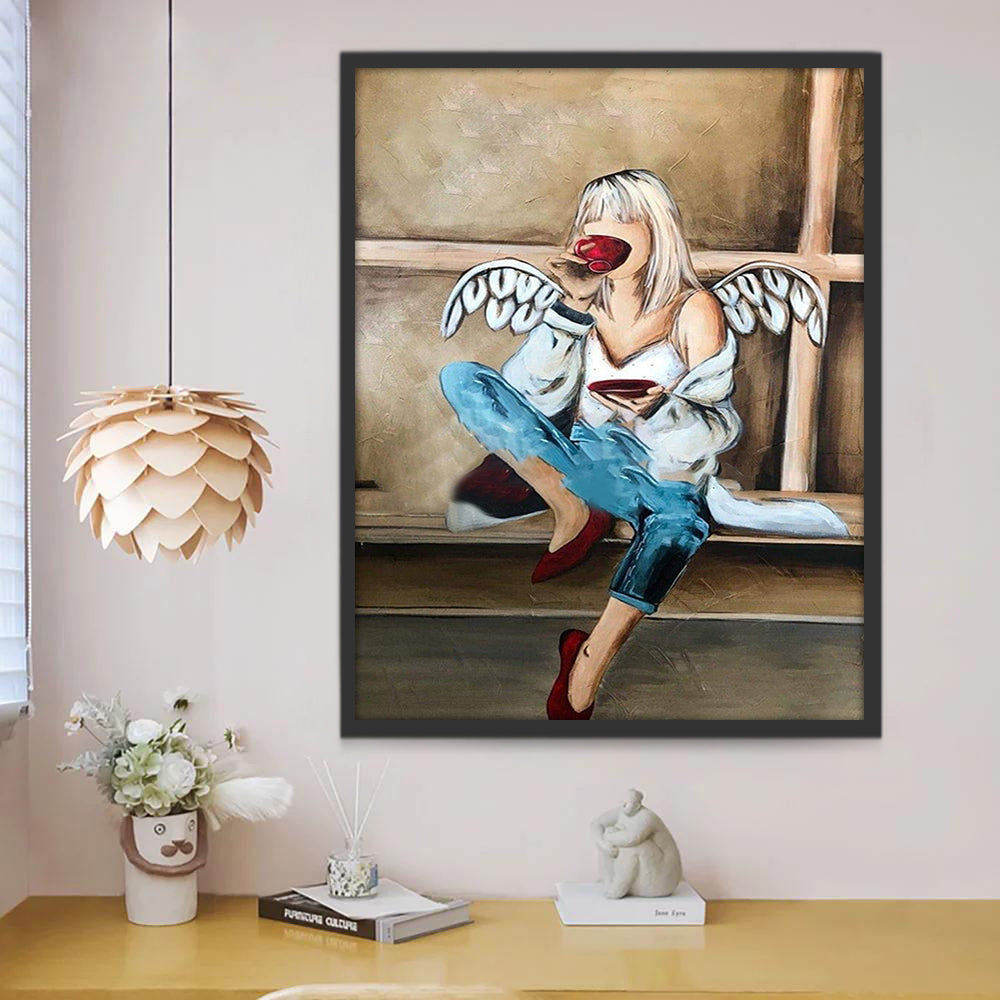 Ángel de Zapatos Rojos Pintar por Números