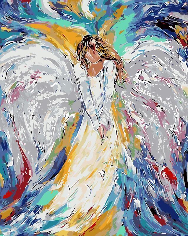 Ángel en el Fondo Abstracto y Colorido Pintar por Números