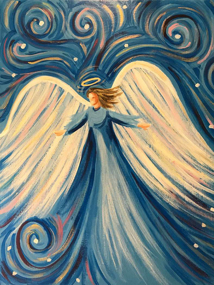 Ángel Hermoso con Alas Blancas Grandes Pintar por Números